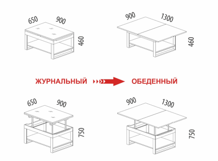 Журнальный стол-трансформер Агат 36 Оникс