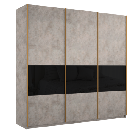 Шкаф-купе Широкий Прайм 3-х дверный (3 секции ДСП/стекло черное)