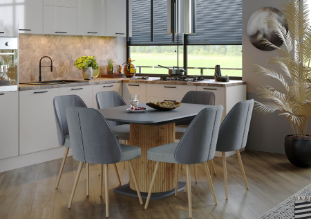 Стол обеденный раздвижной 950(1340)*950 (Оникс Серый/Дуб Тортуга) 