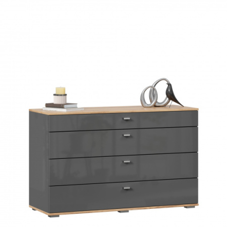 Фиджи Комод 1200 с 4 ящиками (Дуб Золотой/Антрацит) Фиджи Комод 1200 с 4 ящиками (Дуб Золотой/Антрацит)