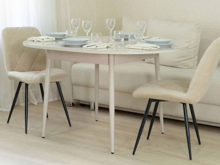 Орфей-41 Белый шпон Стол обеденный 1000(1350)х1000х750