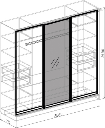 № 11 Шкаф 3х купе (дверь+зеркало+дверь)