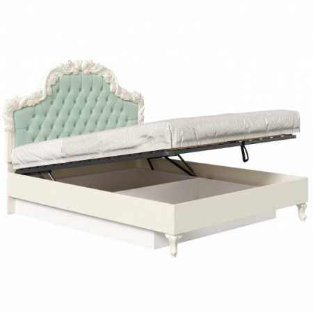 Луиза Кровать двуспальная 1600 с подъемным механизмом с мягким изголовьем (Алебастр/Мятный)