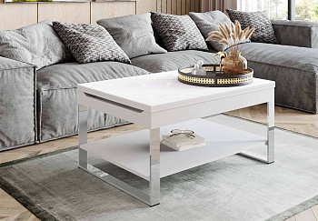 Журнальный стол-трансформер Агат 36 Белый шпон