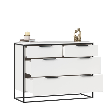 Норд Комод 1190 с 4 ящиками (Белый/Статуарио)