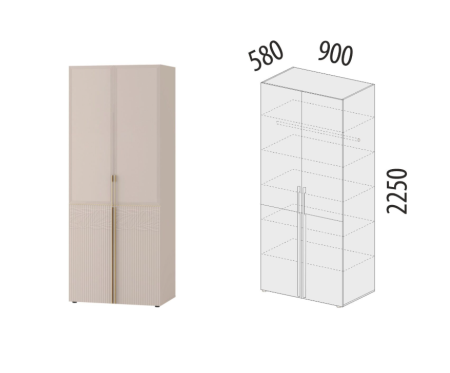 Шкаф для одежды с полками и штангой Флоренция 904.43