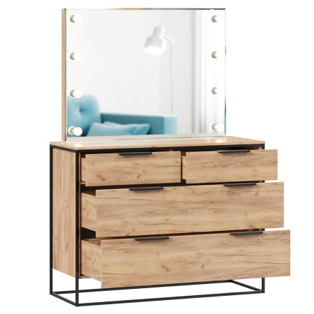 Норд Комод 1190 с 4 ящиками с зеркалом с подсветкой (Дуб Золотой)