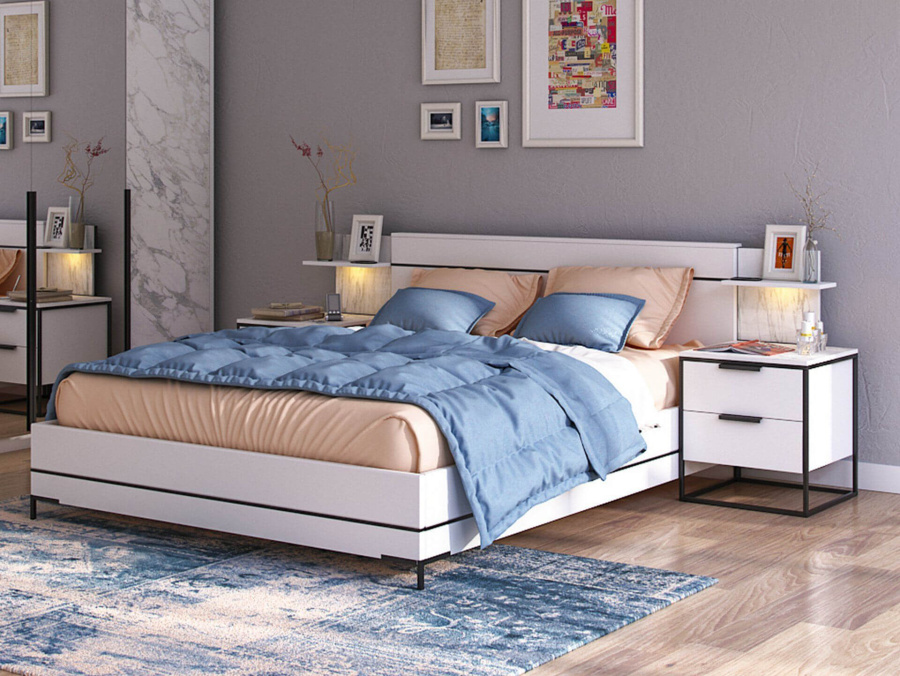 Коллекция Спальня Норд(Белый/Статуарио)