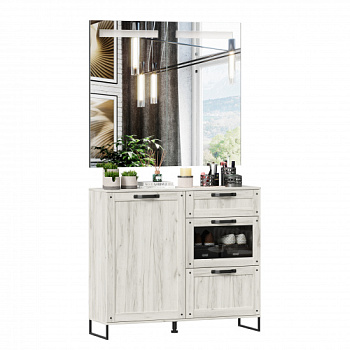 Сидней Комод комбинированный с зеркалами с подсветкой (Дуб Крафт белый) Сидней Комод комбинированный с зеркалами с подсветкой (Дуб Крафт белый)