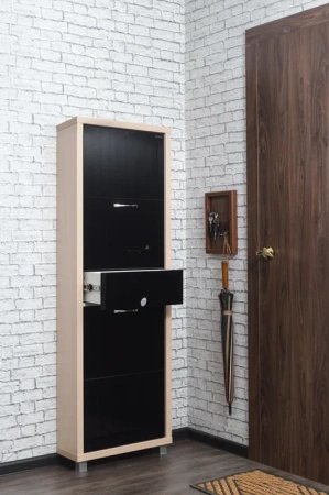 Обувница Люкс стекло черное Шкафы 4-х секционные Плюс