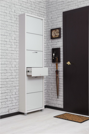 Обувница Люкс стекло белое Шкафы 5-ти секционные Плюс