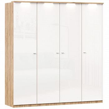 Фиджи Шкаф четырехстворчатый (Дуб Золотой/Белый) Фиджи Шкаф четырехстворчатый (Дуб Золотой/Белый)