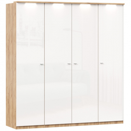 Фиджи Шкаф четырехстворчатый (Дуб Золотой/Белый)