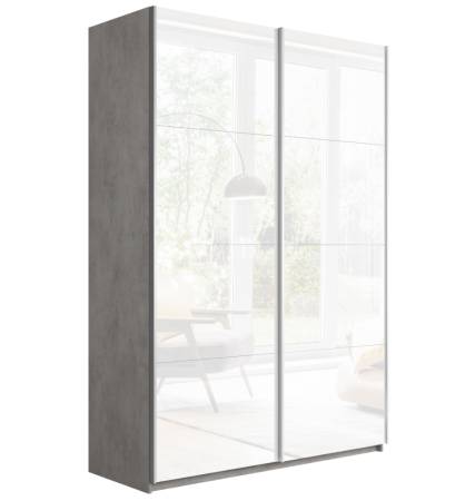 Шкаф-купе Прайм 2-х дверный (Белое стекло)