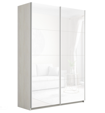 Шкаф-купе Прайм 2-х дверный (Белое стекло)