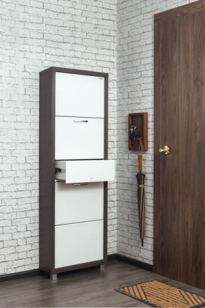 Обувница Люкс стекло белое Шкафы 4-х секционные Плюс