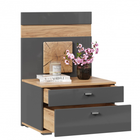 Фиджи Тумба прикроватная с декоративным щитом (Дуб Золотой/Антрацит) Фиджи Тумба прикроватная с декоративным щитом (Дуб Золотой/Антрацит)