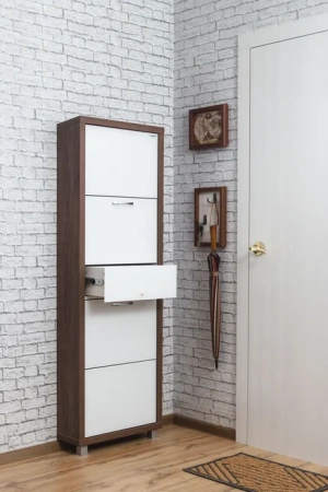 Обувница Люкс стекло белое Шкафы 4-х секционные Плюс