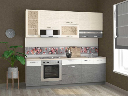 Кухонный гарнитур Графит 28 (ширина 240 см)  Кухонный гарнитур Графит 28 (ширина 240 см)