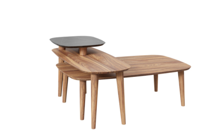 Комплект журнальных столов Тип 4 (Орех фактурный/Мрамор черный)