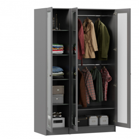 Амели Шкаф трехстворчатый с зеркалами (Оникс Серый)