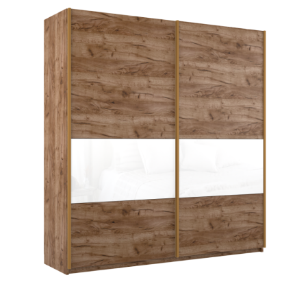 Шкаф-купе Широкий Прайм 2-х дверный (3 секции ДСП/стекло белое)