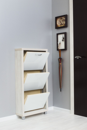 Обувница Люкс стекло белое Шкафы 3-х секционные