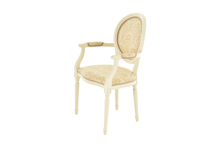 Стул из массива Медальон с подлокотниками с мягкой спинкой и сиденьем 