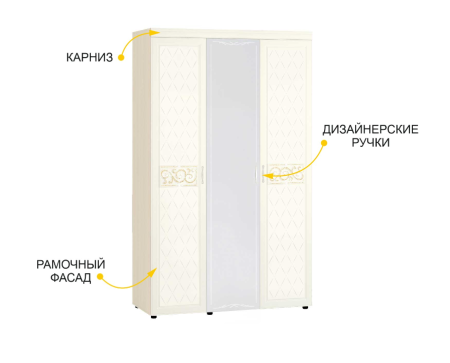 Шкаф трехдверный с зеркалом Тиффани 93.12