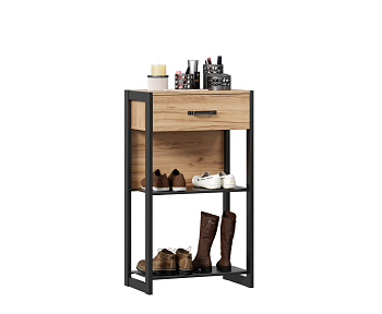 Техно Тумба с полками (Дуб Золотой/Чёрный)