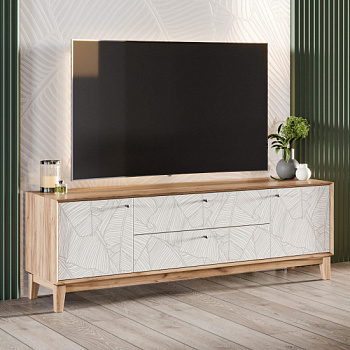 Ройбен Тумба под ТВ 1800 (Дуб золотой/Белый) Ройбен Тумба под ТВ 1800 (Дуб золотой/Белый)