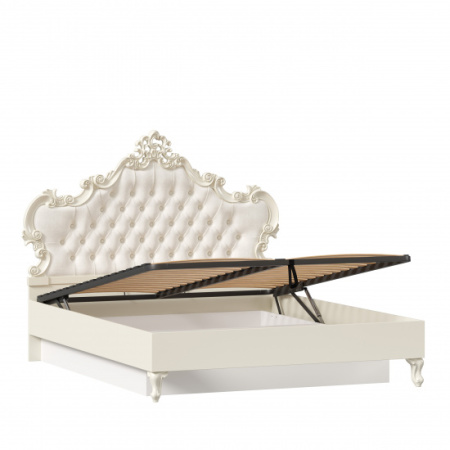 Маркиза Кровать двуспальная 1600 с подъемным механизмом с мягким изголовьем (Алебастр/Шампань)