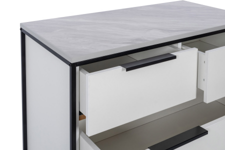 Норд Комод 890 с 4 ящиками (Белый/Статуарио)