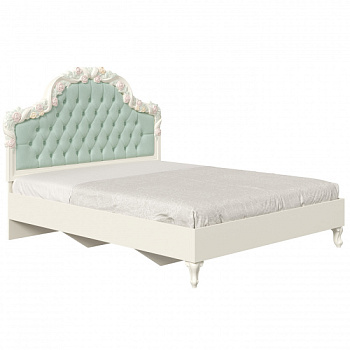 Луиза Кровать двуспальная 1600 с мягким изголовьем (Алебастр/Мятный) Луиза Кровать двуспальная 1600 с мягким изголовьем (Алебастр/Мятный)