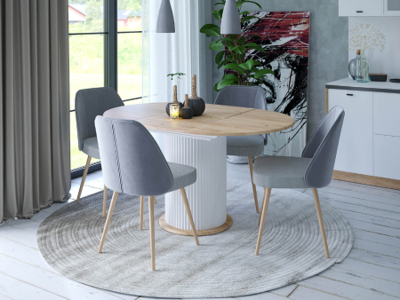 Стол обеденный раздвижной (Белый шагрень/Дуб тортуга)