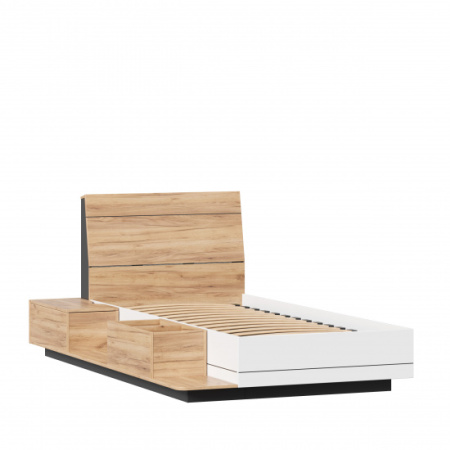 Урбан Кровать односпальная 900 с тумбой приставной (Дуб Золотой/Черный/Белый/Розовый)