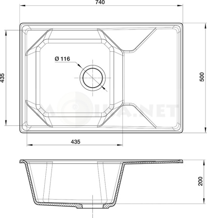 Кухонная мойка GRANFEST GF-U-740L