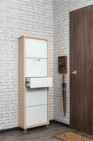 Обувница Люкс стекло белое Шкафы 4-х секционные Плюс