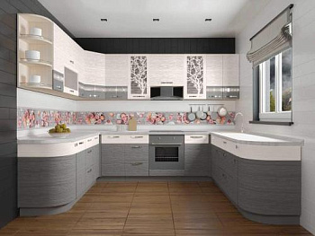  Кухонный гарнитур П-образный Графит 45 (ширина 233х300х253 см)