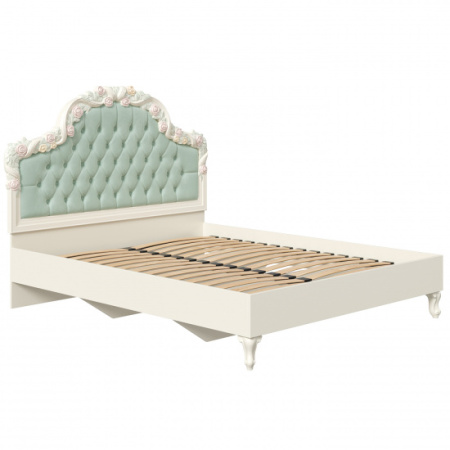 Луиза Кровать двуспальная 1600 с мягким изголовьем (Алебастр/Мятный)