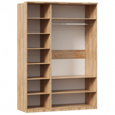 Фиджи Шкаф трехстворчатый с зеркалом и декоративными накладками (Дуб Золотой/Белый)