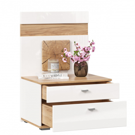 Фиджи Тумба прикроватная с декоративным щитом (Дуб Золотой/Белый)