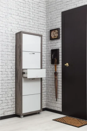 Обувница Люкс стекло белое Шкафы 4-х секционные Плюс