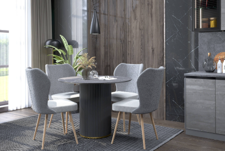 Стол обеденный (Мрамор чёрный М04) 1000*1000