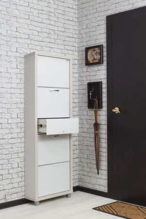 Обувница Люкс стекло белое Шкафы 4-х секционные Плюс