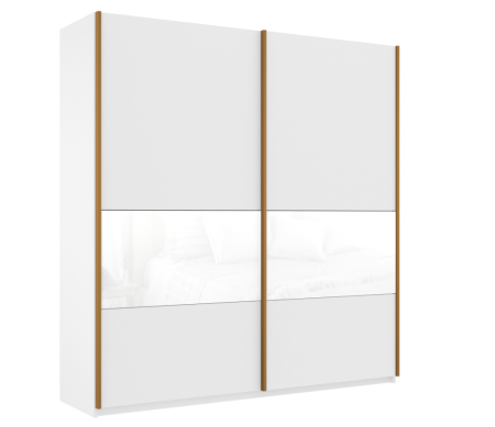 Шкаф-купе Широкий Прайм 2-х дверный (3 секции ДСП/стекло белое)