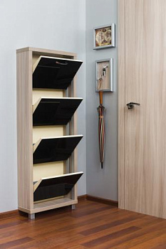 Обувница Люкс стекло черное Шкафы 4-х секционные Обувница Люкс стекло черное Шкафы 4-х секционные