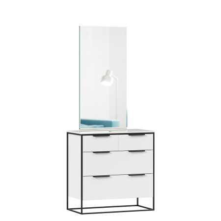 Норд Комод 890 с 4 ящиками с зеркалом (Белый/Статуарио)