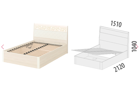 Кровать с подъемным механизмом Тиффани 93.31