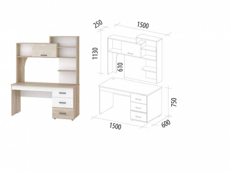 Стол с надстройкой Эверест 60